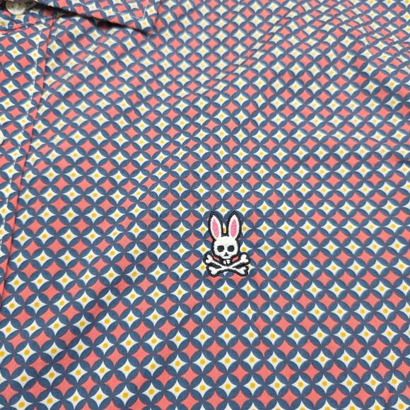 Psycho Bunny Geometric Print Button Down Short Sleeve Shirt Men XXL - Picture 6 of 9